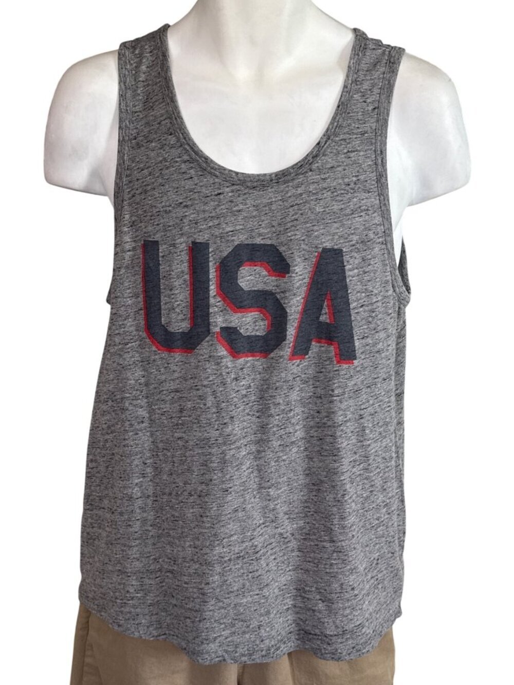 Old Navy Mens USA Tank Top~Size M~Heather Gray Patriotic Sleeveless Top L16 19